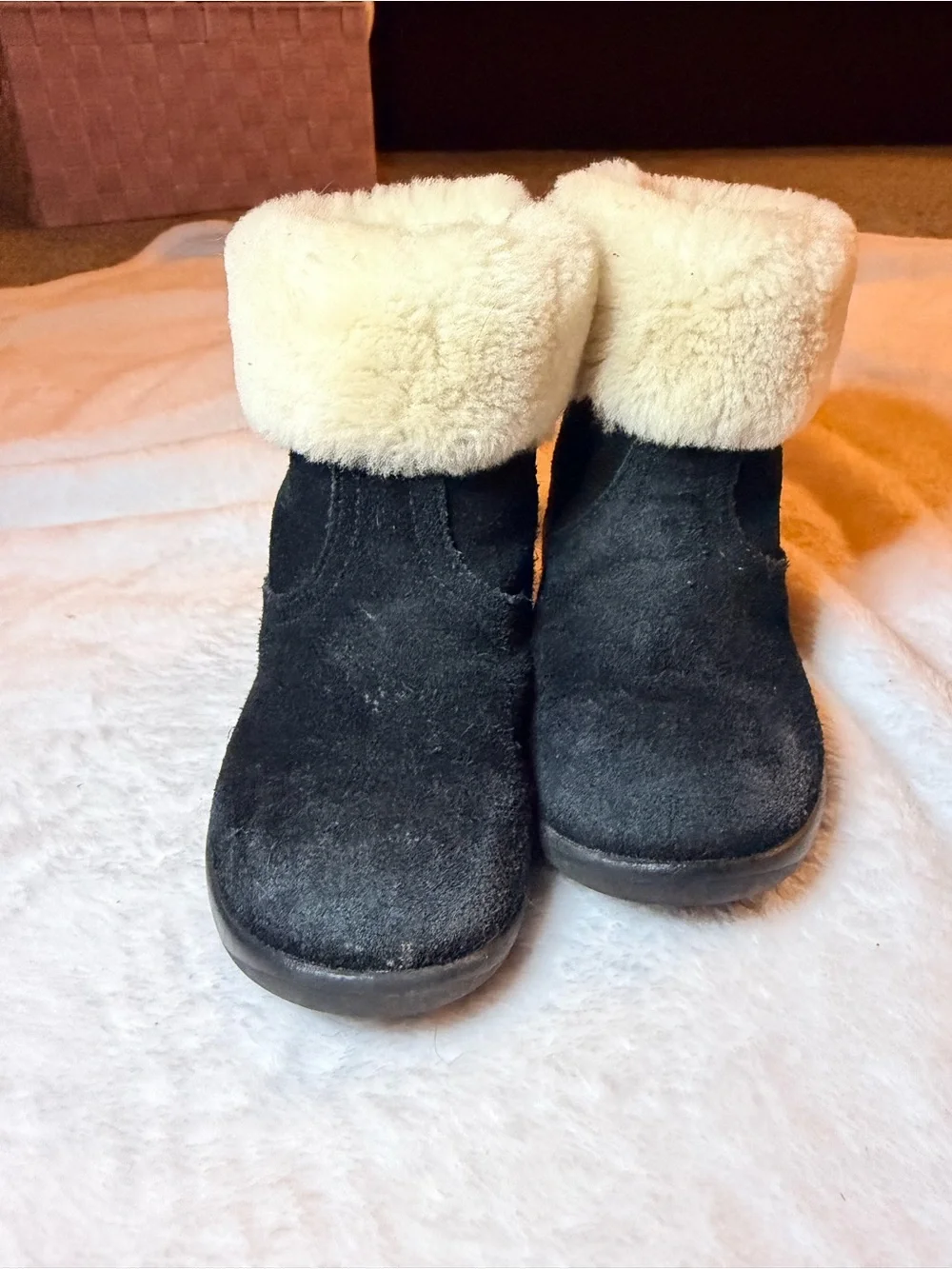 UGG Black and Cream Shearling-Lined Boot